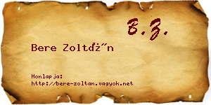 Bere Zoltán névjegykártya